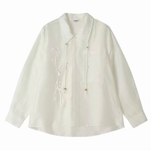 [PHYS] Lace Tulle Patchwork Beaded Shirt