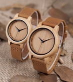 天然木製腕時計 革ベルト ウッドウォッチ ペアウォッチ ナチュラル腕時計 エコウォッチ 軽量時計 男女兼用 環境配慮 手作り時計