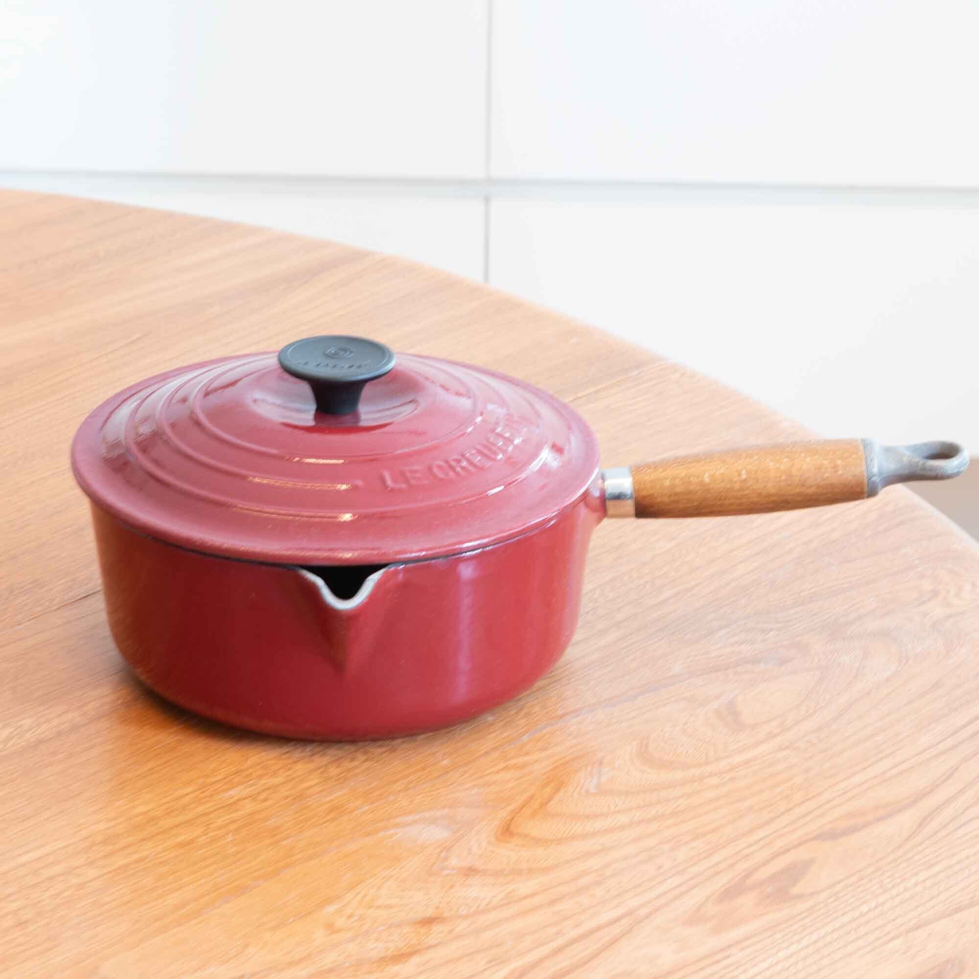 ビンテージ　ル・クルーゼ　LE CREUSET  木製ハンドル　グリーンソースパン　20サイズ
