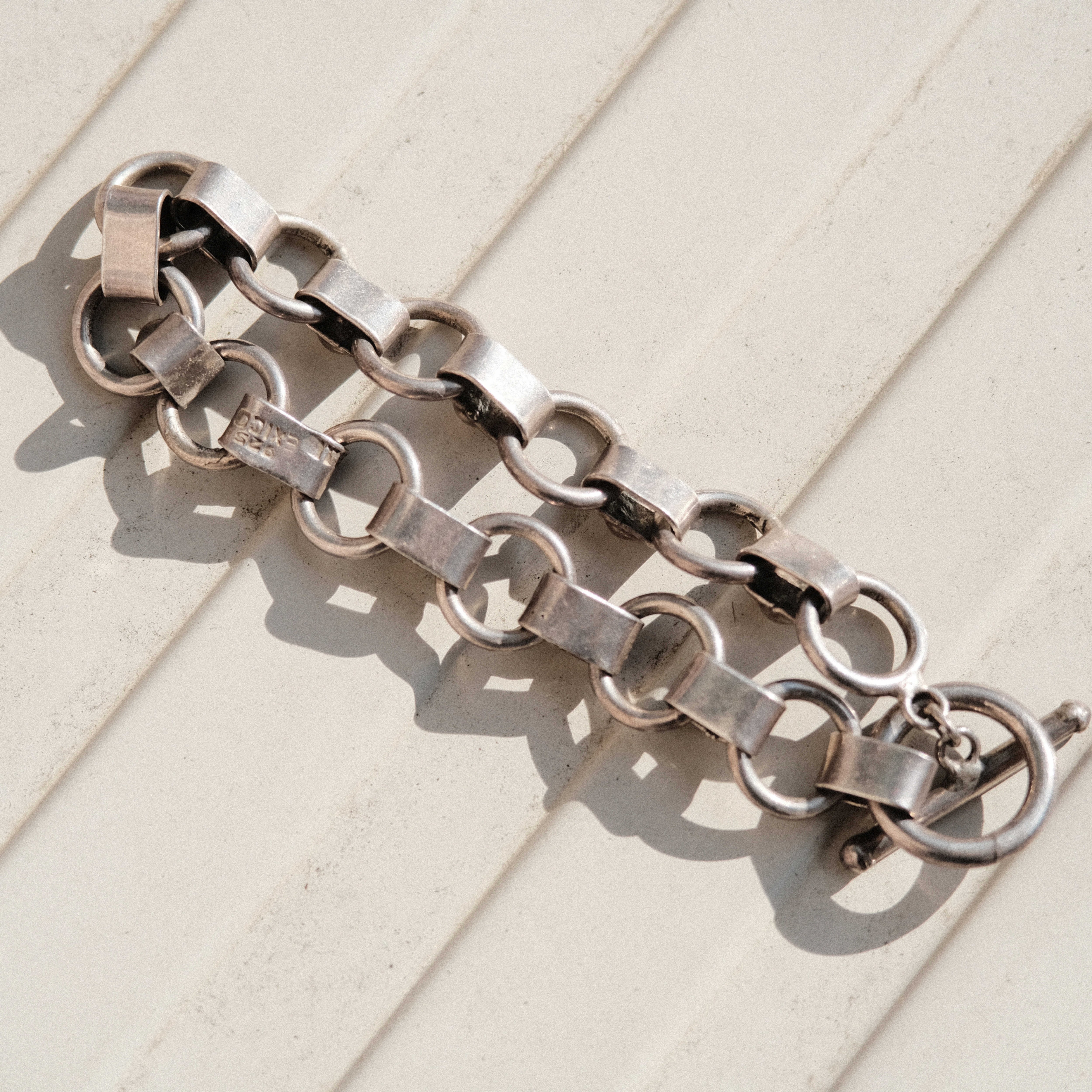 Mexican silver round link bracelet | H2 Vintage