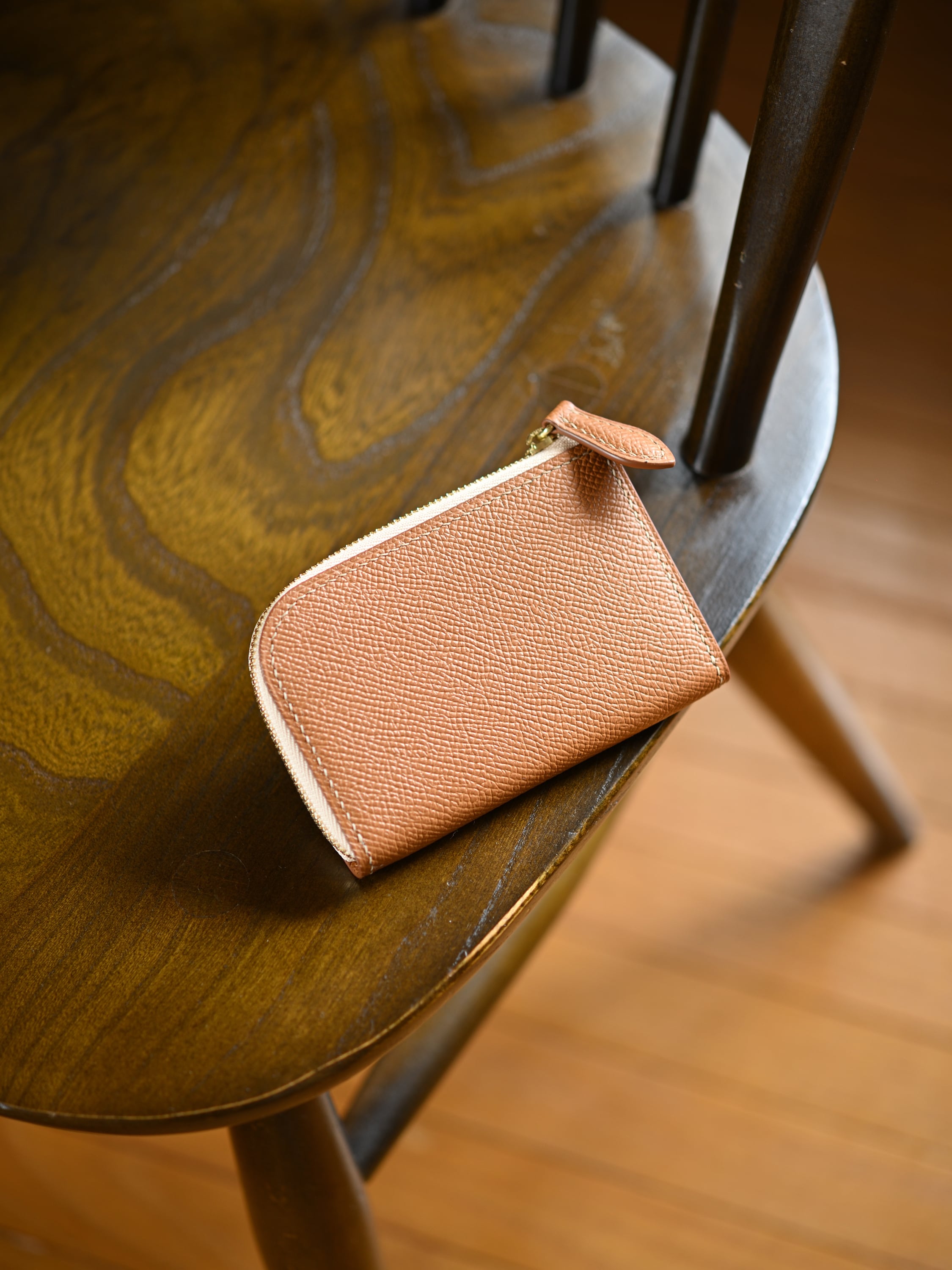 L fastener mini Wallet / Veau Epsom Gold