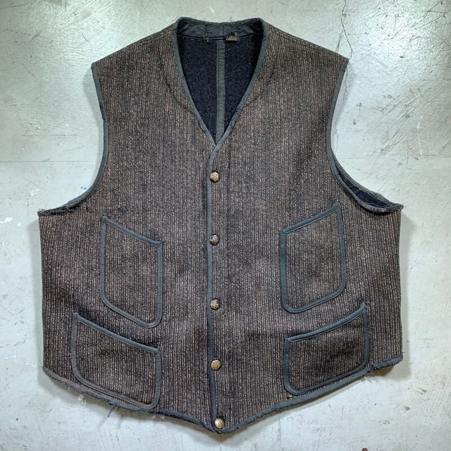 ～30's BROWN'S BEACH VEST ブラウンズビーチ ビーチクロスベスト オリジナル ニップルボタン シンチバック欠損 ダメージ ワークウェア 38位 レア 希少 ヴィンテージ BA-1389 RM1758H