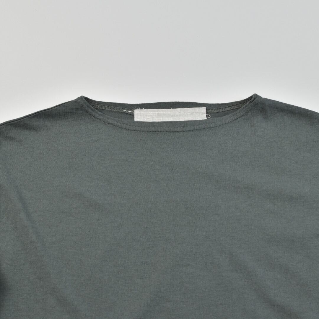 Fabrique en planete terre ファブリケアンプラネテール 後染め5分袖ボートネックTシャツ・オーシャングレイ
