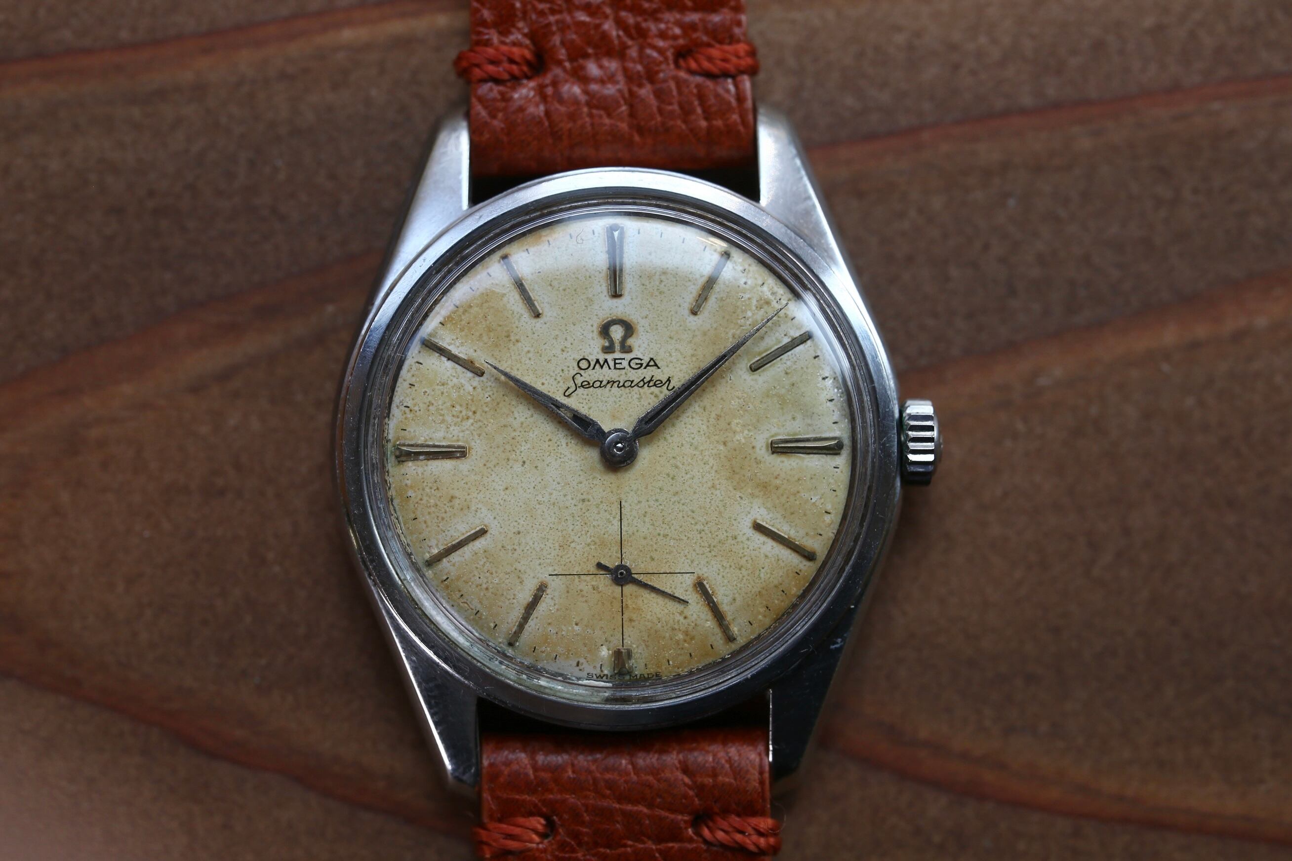 【OMEGA】 1957年製 オメガ シーマスター 30mmキャリバー ”ランチェロケース” ノンデイト 手巻き OH済み /  Vintagewatch / Seamaster / Cal.267 / 1950’s | アンティーク・ビンテージ時計修理・販売  WhiteKings(ホワイトキングス)