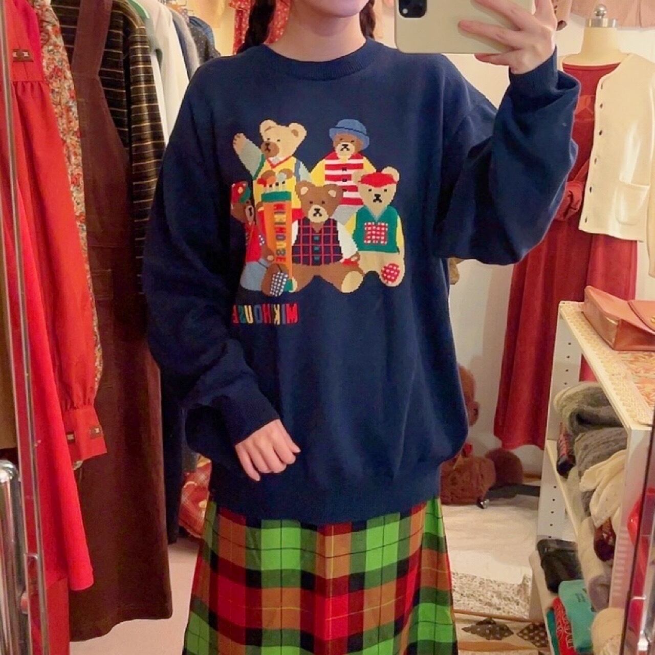 miki house / golf bear knit sweater