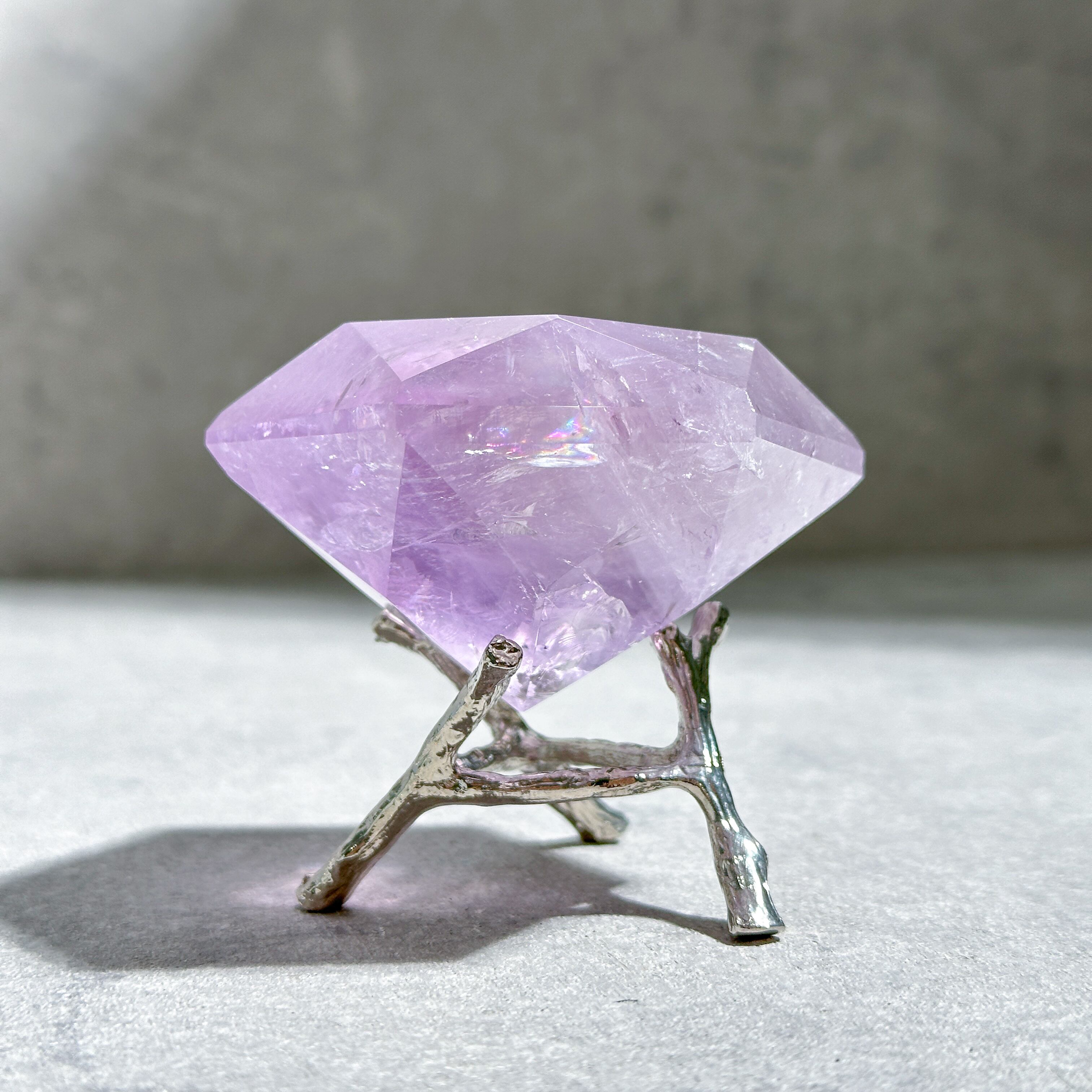 【天然石】希少　虹入り　ファントムアメシスト　ダイヤカット 虹◎ファントムアメジスト ダイヤモンドカット32◇Amethyst Diamond