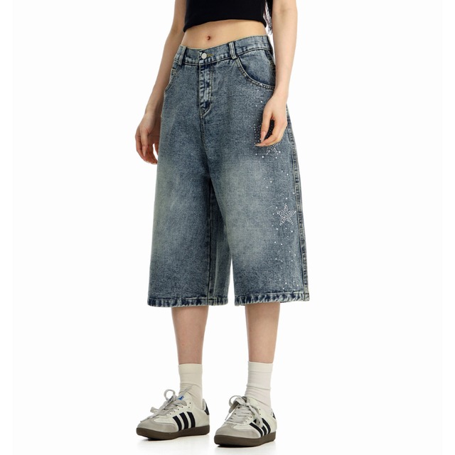 star-studded cropped denim　スタースタッズクロップドデニム　J1881