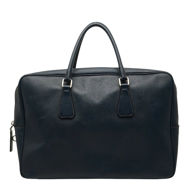 プラダ 三角ロゴプレート ブリーフケース ビジネスバッグ ネイビー サフィアーノレザー メンズ PRADA 【中古】