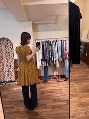 Nani closet マスタード・ダイヤ柄ワンピース