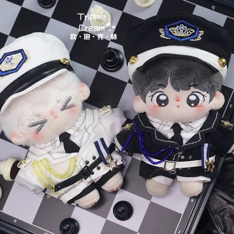 10cmぬい服】モノクロ制服コーデ 着せ替えぬいぐるみ 棉花娃娃用お洋服