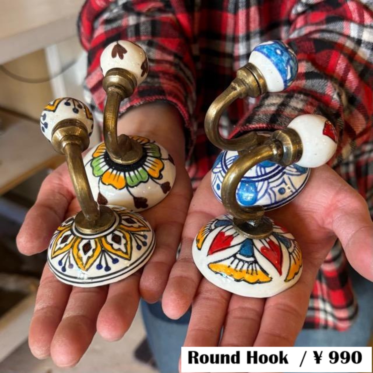 India Round Hook 4types Bohemian Asian style インド ラウンドフック 4種 ボヘミアン アジアン ノスタルジック インテリア