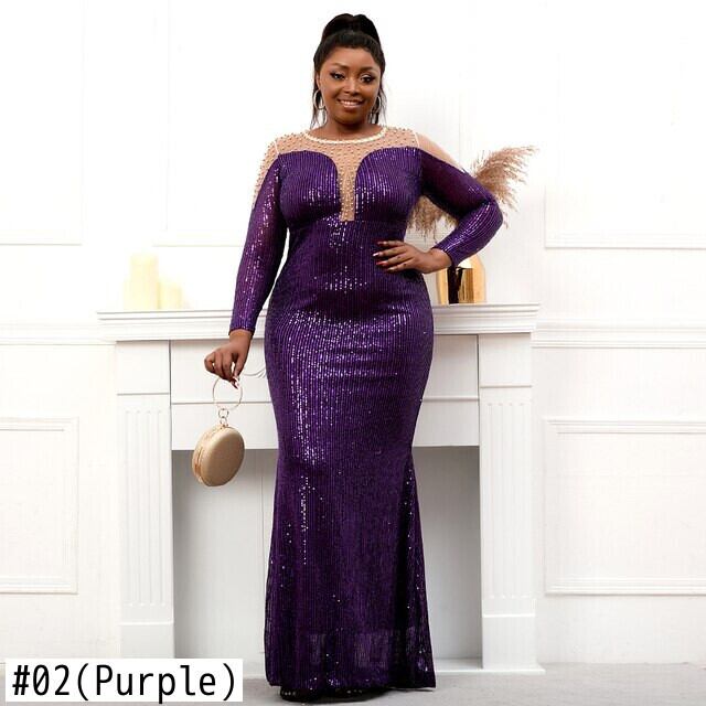 マーメイドドレス スパンコール イブニングドレス パープル