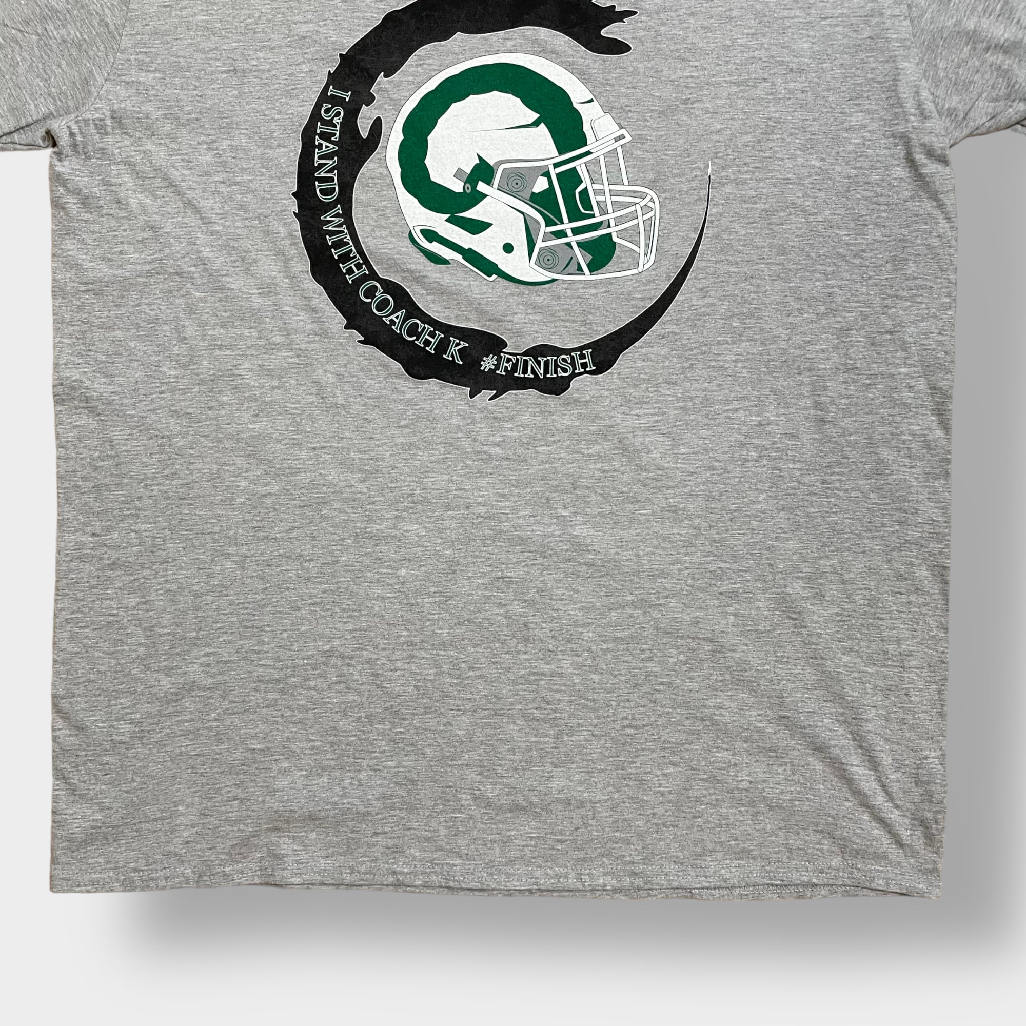 GILDAN】フットボール プリントTシャツ XL ビッグサイズ グレー 半袖