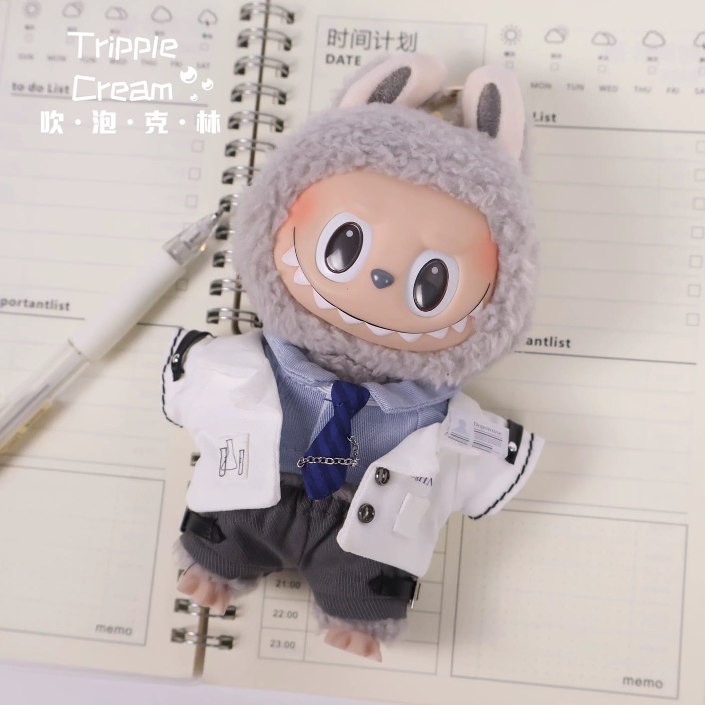 10cmぬい服】白衣の学生服コーデ 着せ替えぬいぐるみ 棉花娃娃用お洋服