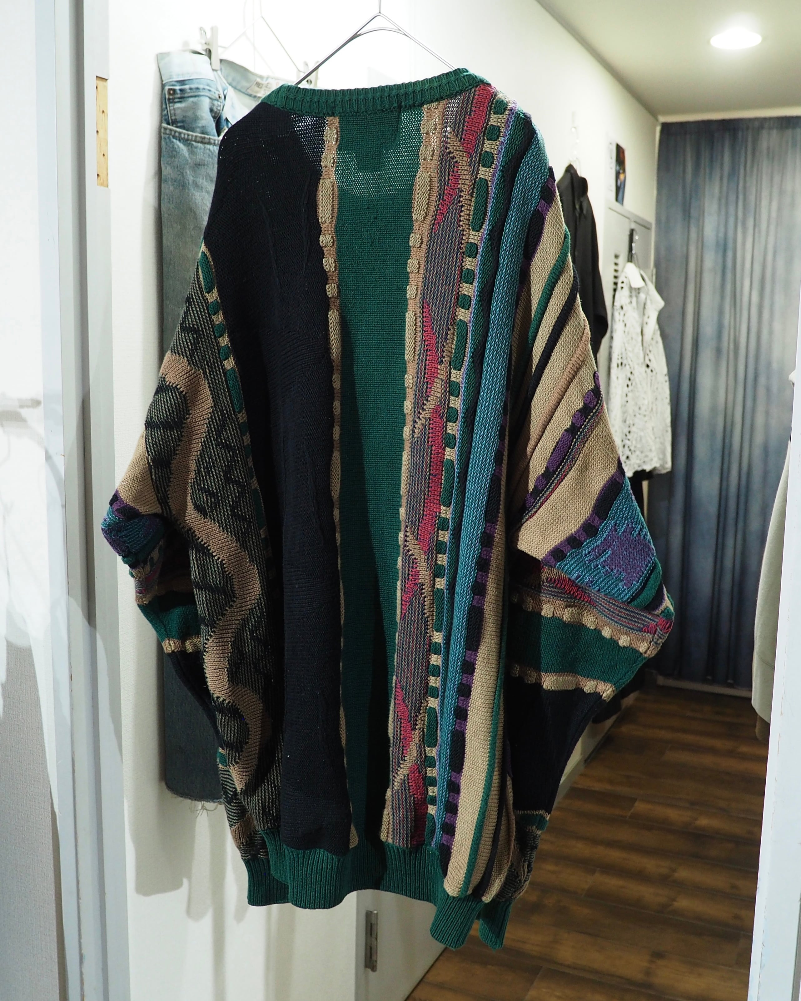 1990s " TOSANI ‐ Pure Cotton " Bewitching Color Vintage Loose 3D Knit