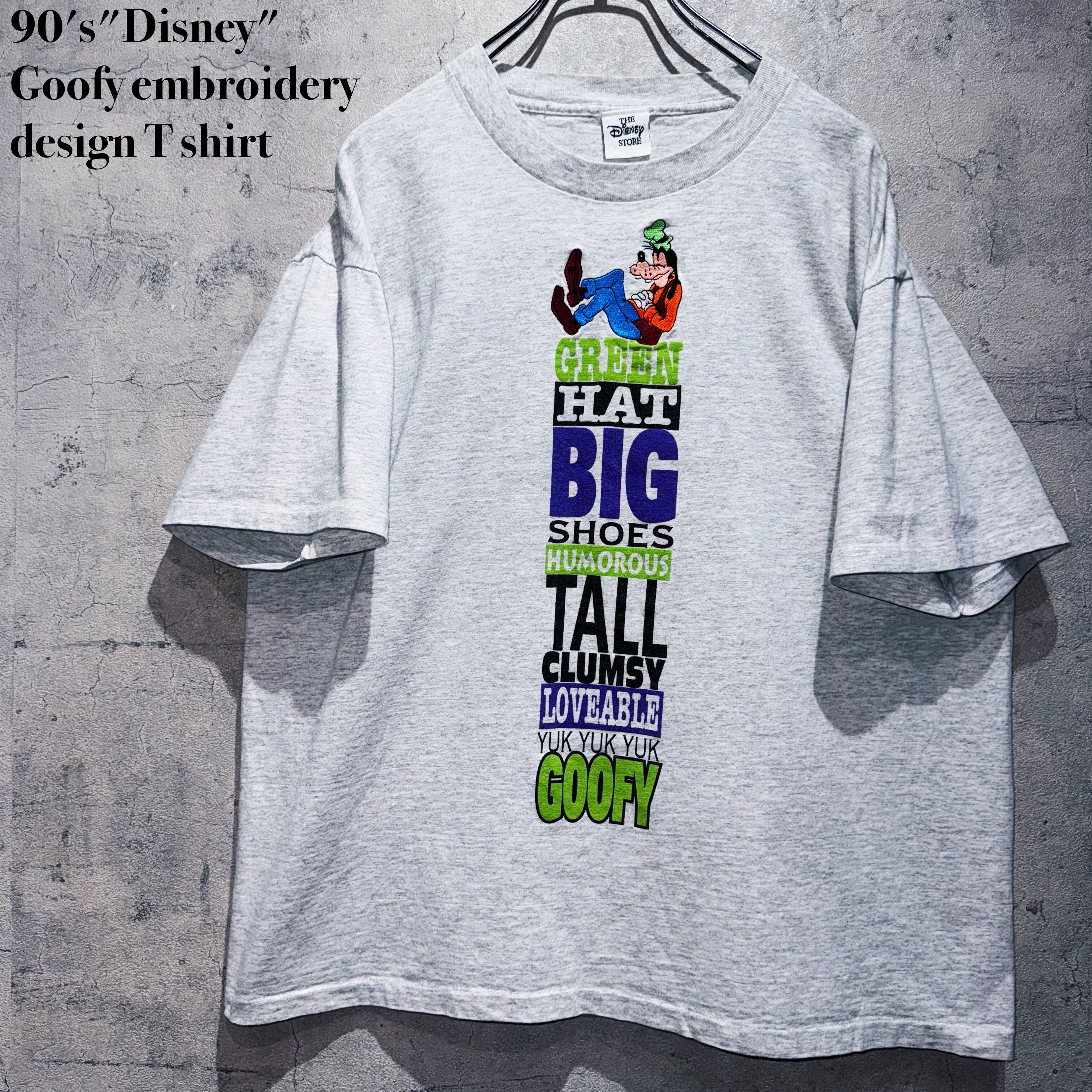 90's"Disney"Goofy embroidery design T shirt
