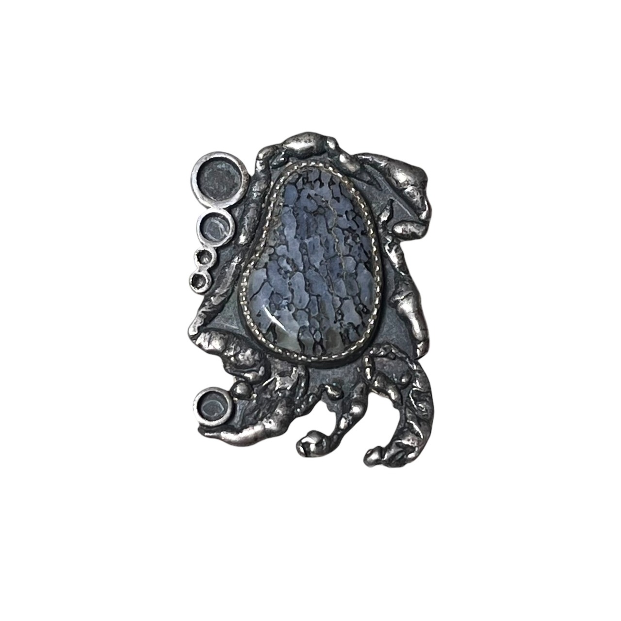 vintage silver " blue dinosaur bone " brooch or pendant