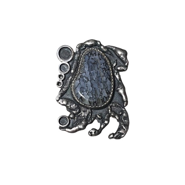 vintage silver " blue dinosaur bone " brooch or pendant