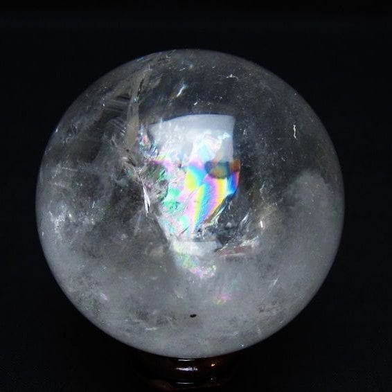 水晶 丸玉 虹入り 59mm スフィア 置物 水晶玉 一点物 151-8705