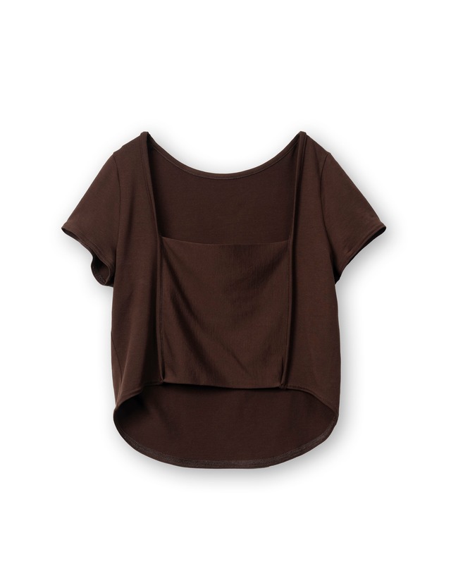 TAN/26SS-18 BANDEAU FRONT-BACK SMOOTH JERSEY TEE/ BROWN