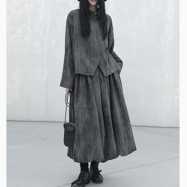 Hidden placket long shirt C0833