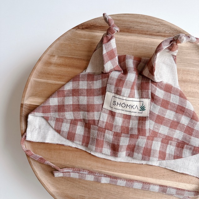 LYNX MOCHA GINGHAM｜タイプ：Bonnet / ツバ：Straight / 耳：Neutral