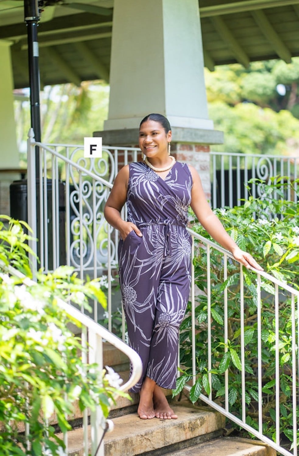 New カシュクールパンツ ハラ柄 スモークパープル×パープルラベンダー