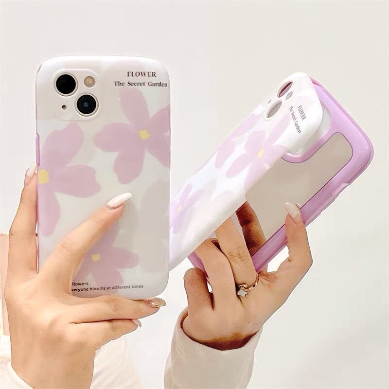 iPhoneケース iPhone14 iPhone13 花柄 ミラー付き 便利 かわいい