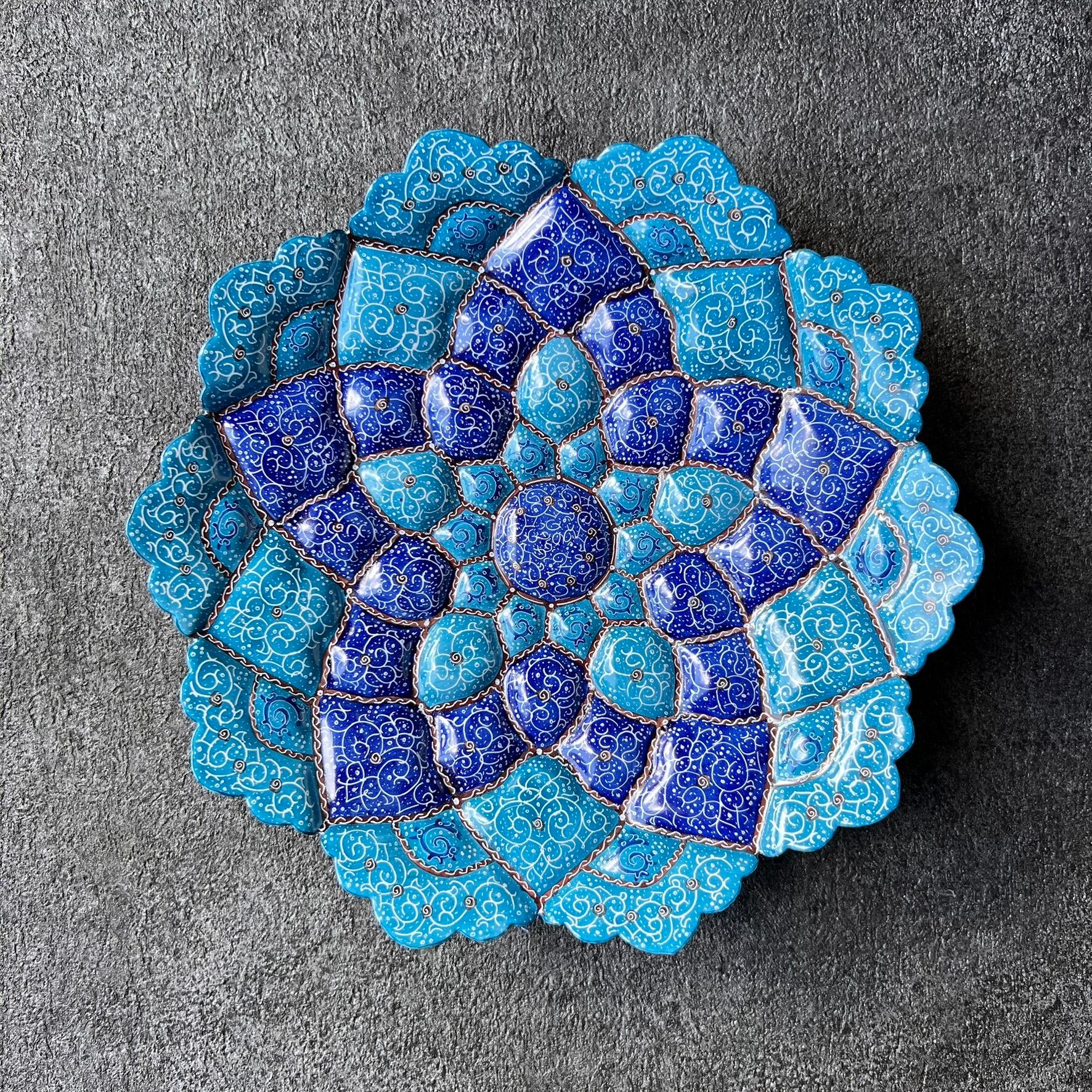 ペルシャの飾り皿(ミーナーカーリー)20cm 壁飾り【MINA KARI 020-017】ミーナカーリー