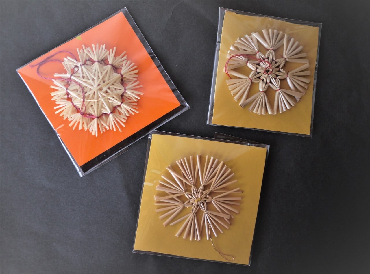 ストロー オーナメント 藁飾り 雪の結晶4P