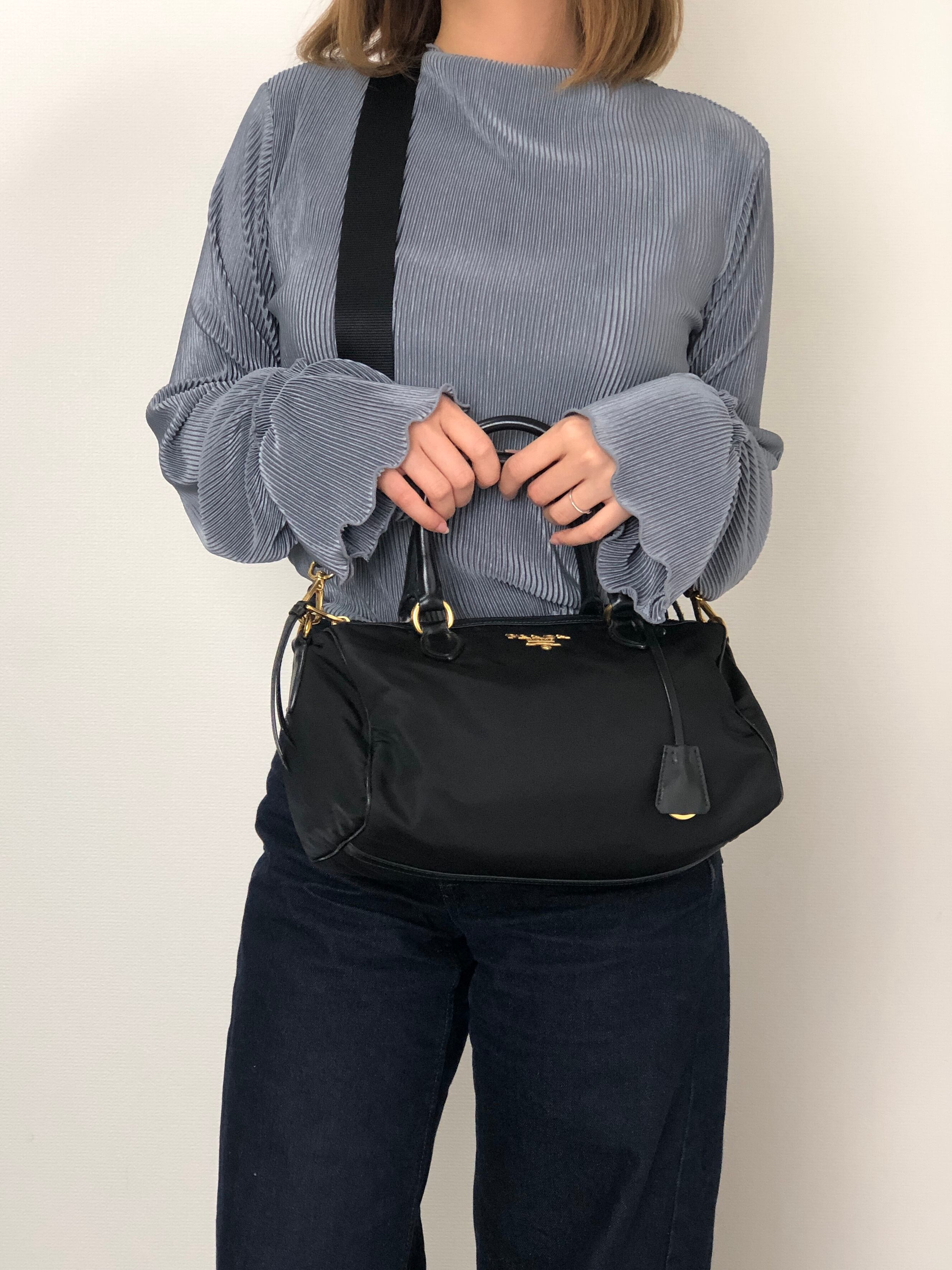 PRADA プラダ ボストンバッグ ブラック ロゴ ナイロン 2way vintage