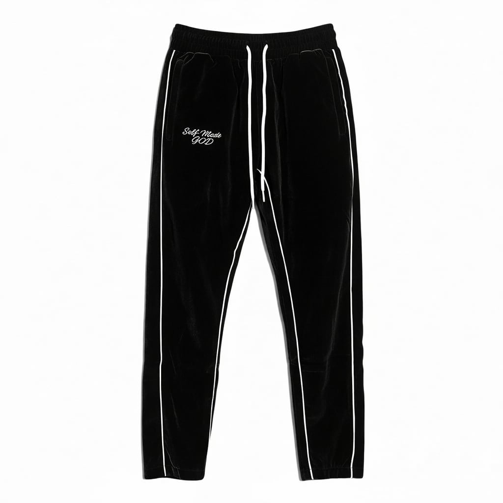 GODLINE Velour Pants Black | SELF-MADE GOD