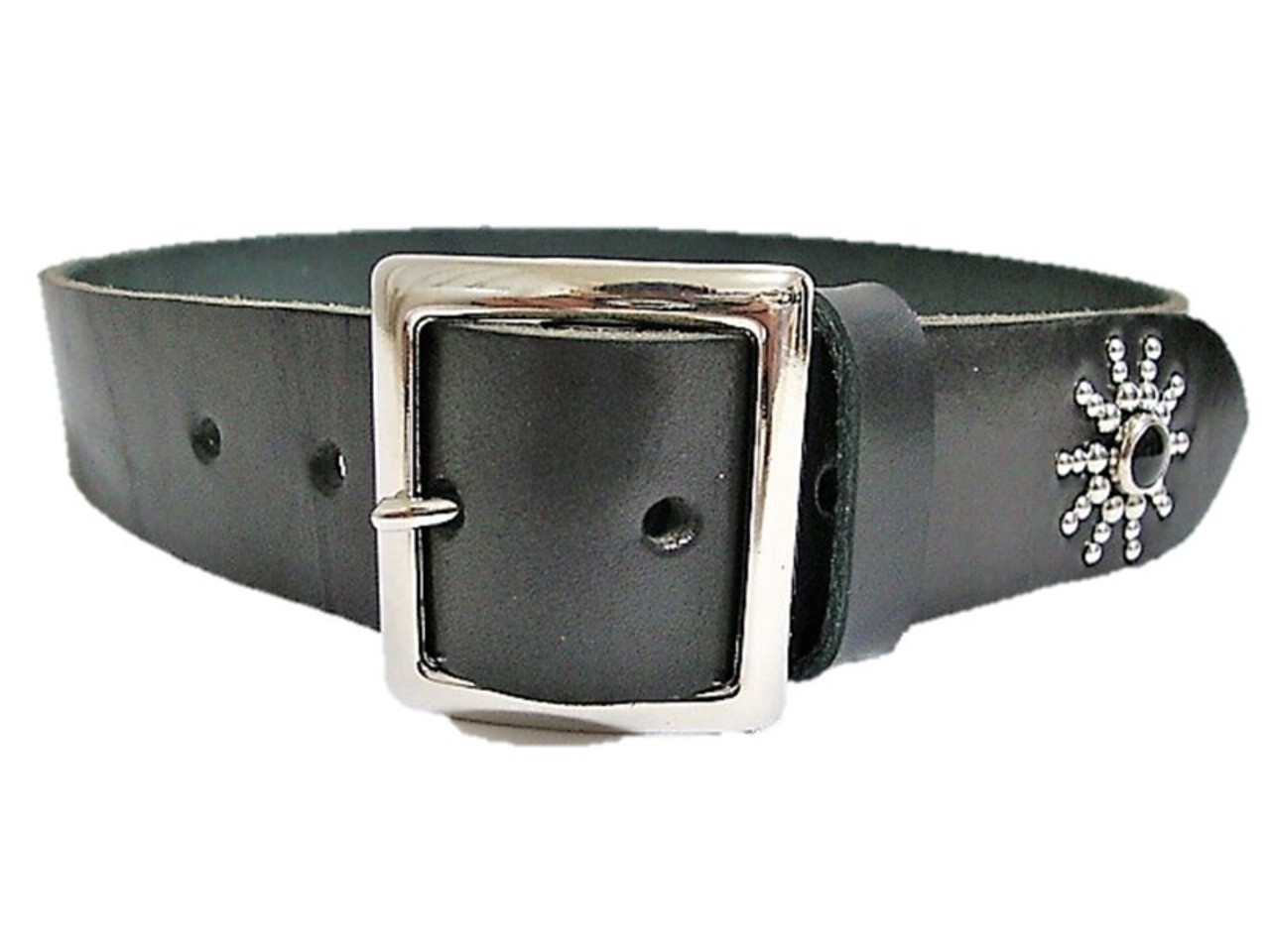 栃木レザー エンドオンリースタッズベルト 黒（オニキススポッツ）日本  