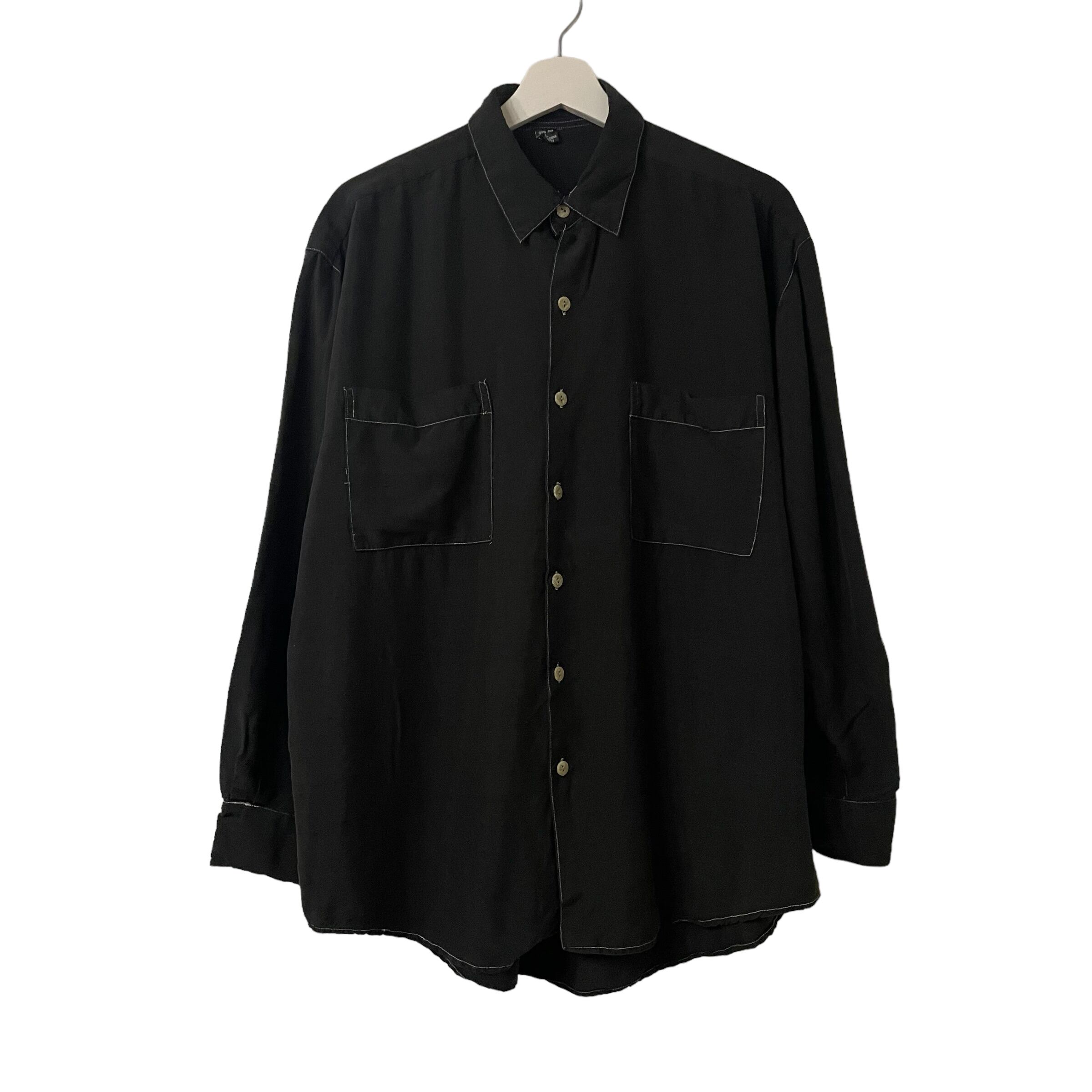 Dead stock 90's phiz Black dye silk shirt