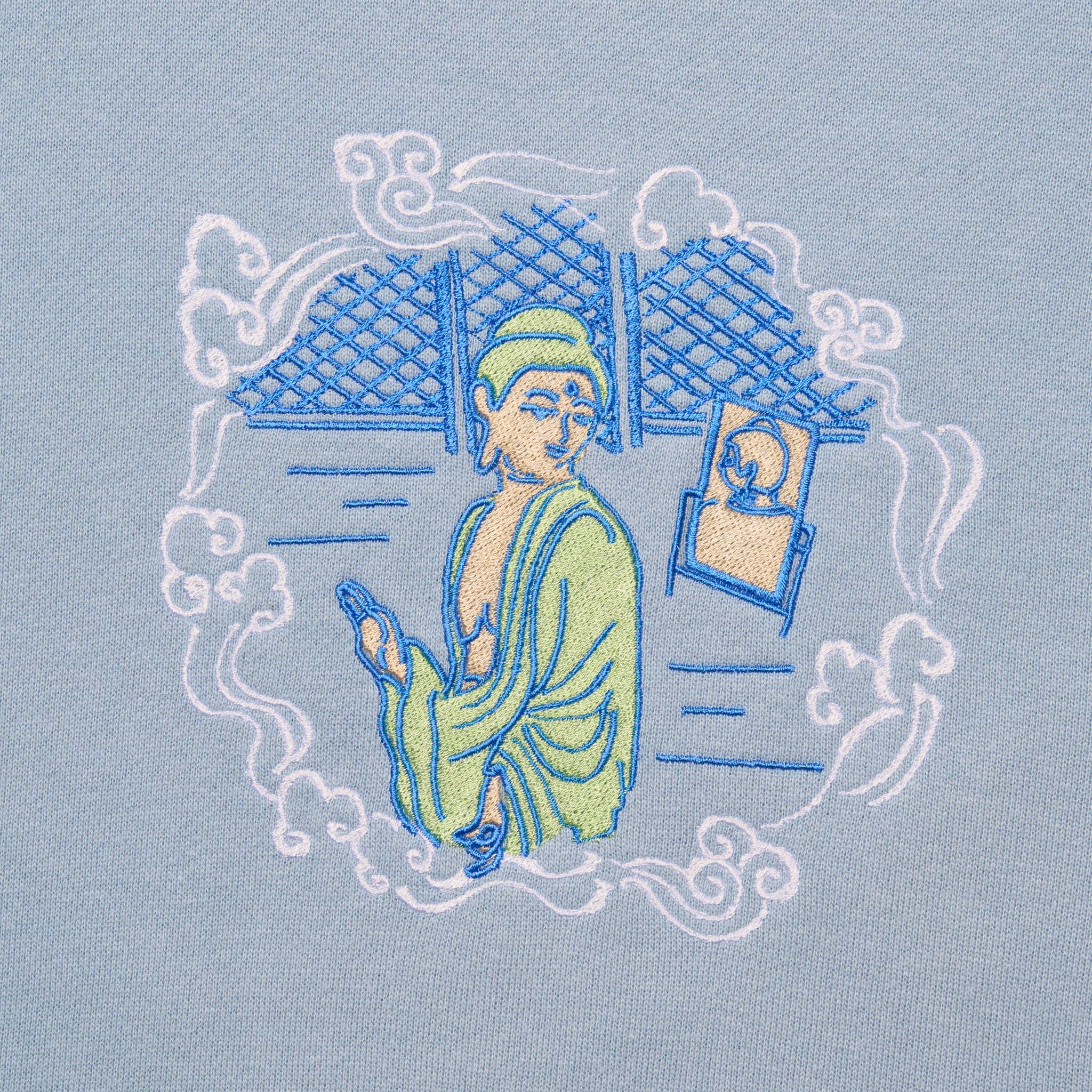 みかえり阿弥陀 仏像 トレーナー (刺繍) 10.0oz ホワイト/ブラック