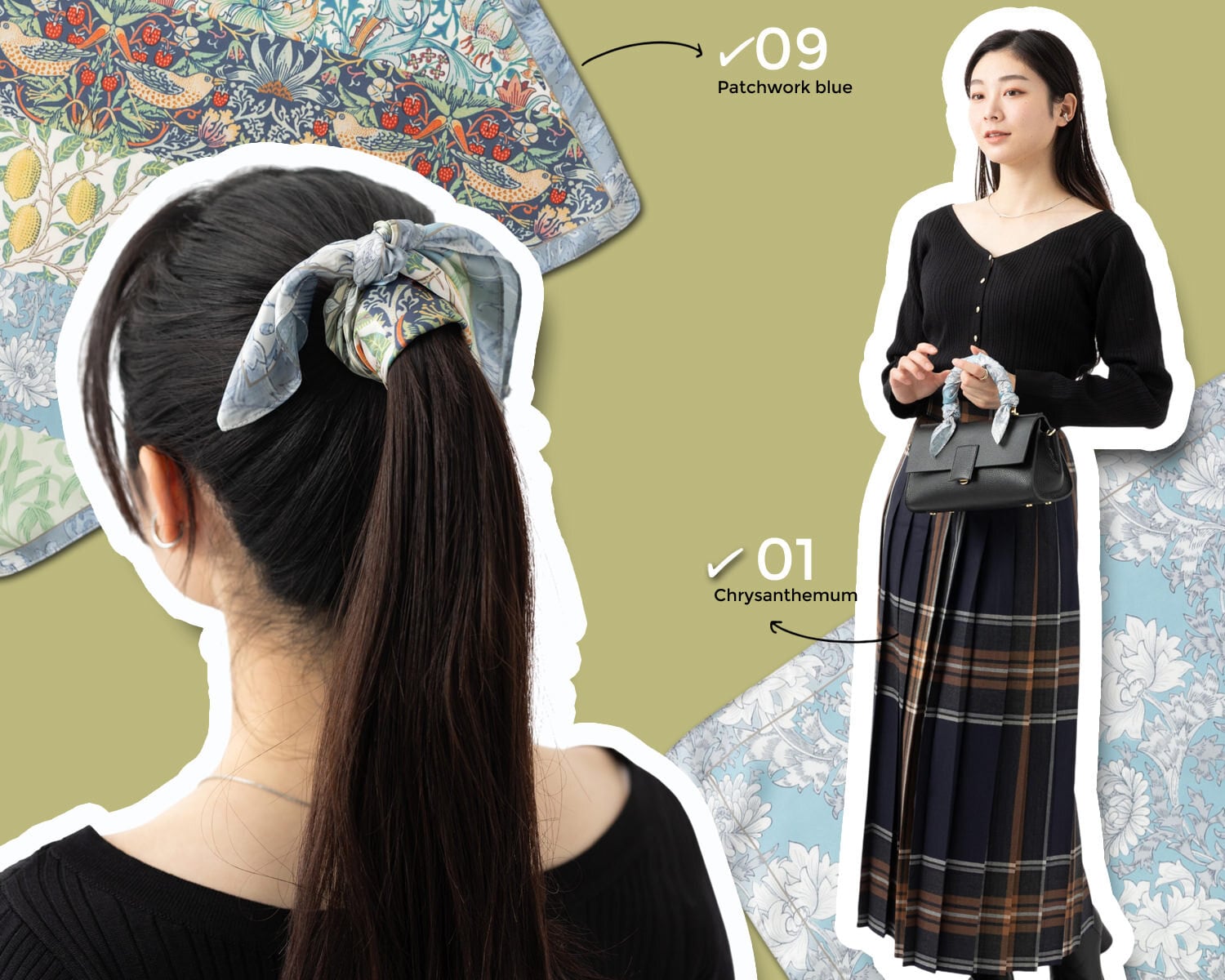 ウィリアムモリス柄 サテンスカーフ 50x50cm | Jubilee オフィシャル