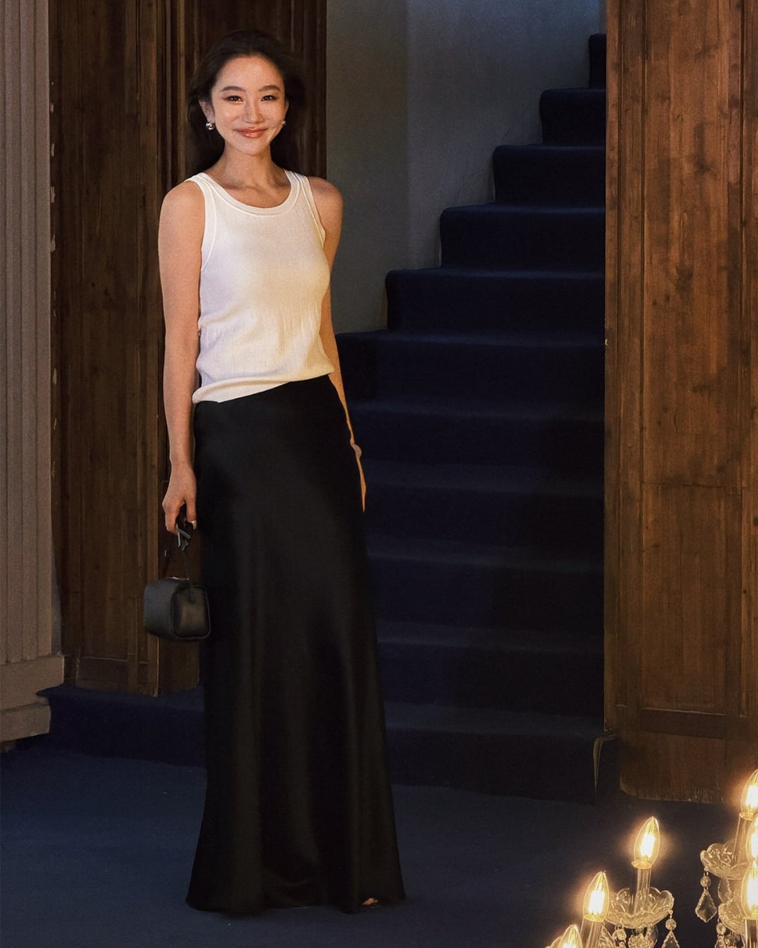 サテンマーメイドロングスカート S26147