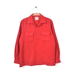 50s マクレガー USA製 開襟 オープンカラー ボックス型 ヴィンテージ ウールシャツ フラップポケット 赤 レッド サイズS相当 McGREGOR 古着 @CA1048