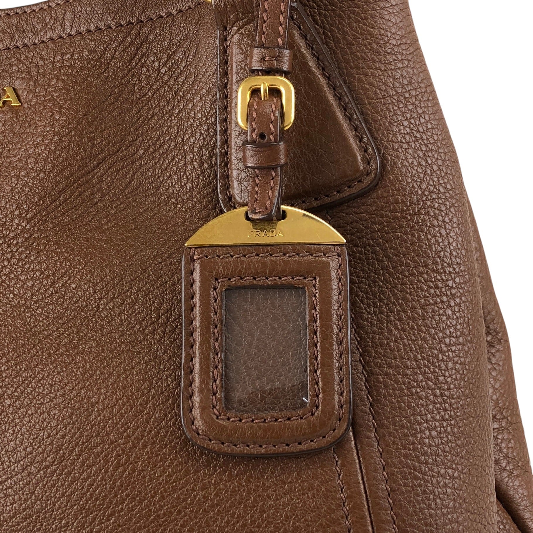 PRADA プラダ ショルダーバッグ ブラウン ロゴ レザー 2WAY vintage