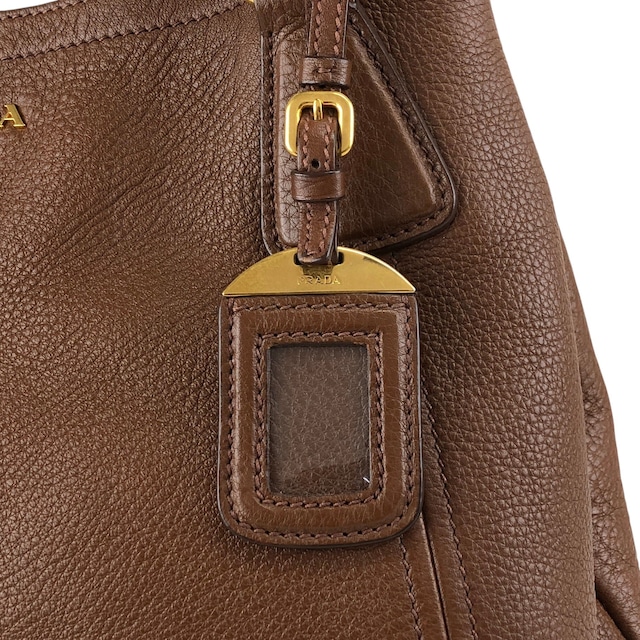 PRADA プラダ ショルダーバッグ ブラウン ロゴ レザー 2WAY vintage ヴィンテージ オールド avpisn