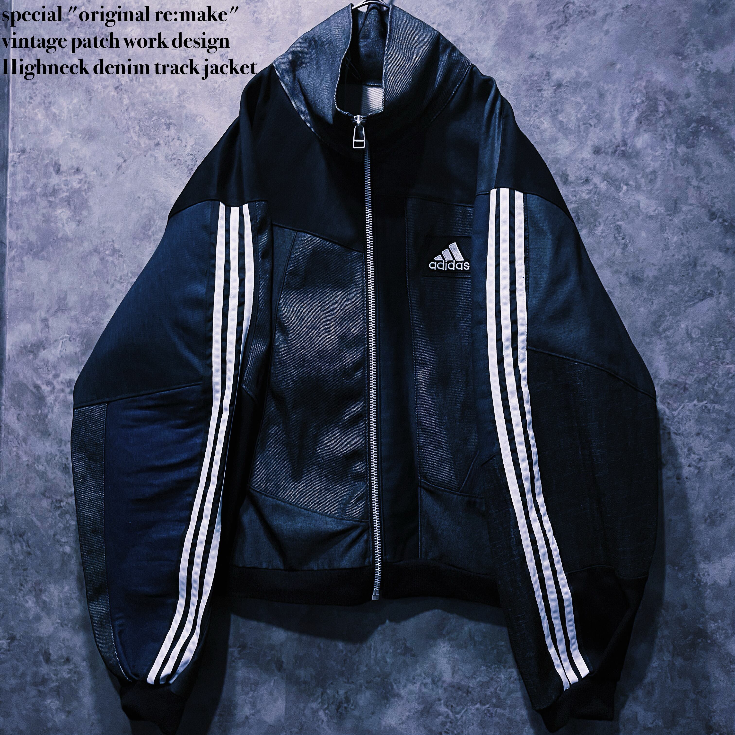 【doppio】special "original re:make" vintage patch work design Highneck denim track jacket