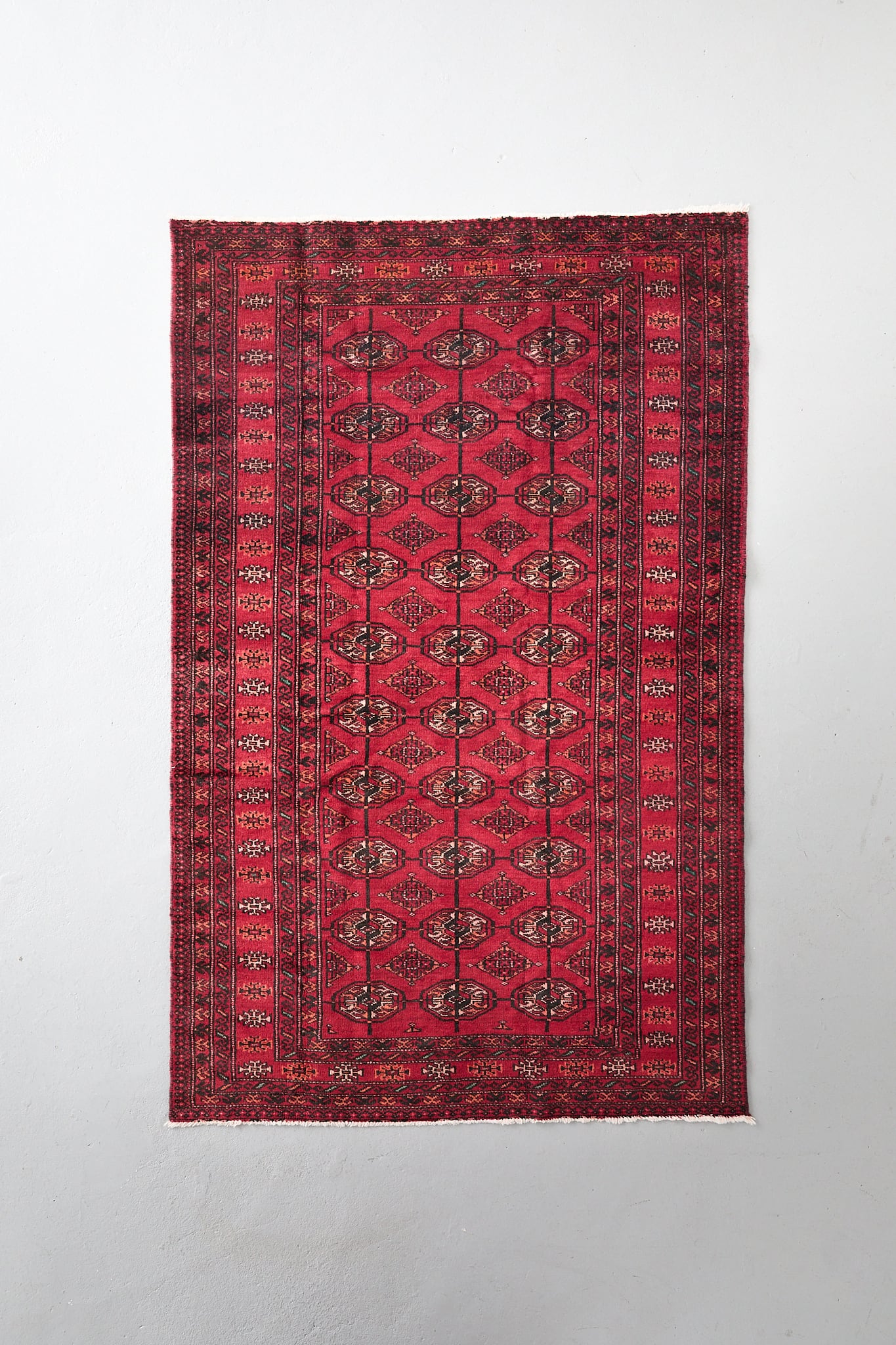 No.221 ヴィンテージラグ トライバルラグ トルクメン族 (203×126)レッド ブラック オレンジ