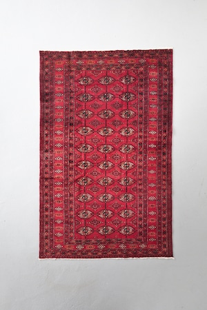 No.221 ヴィンテージラグ トライバルラグ トルクメン族 (203×126)レッド ブラック オレンジ