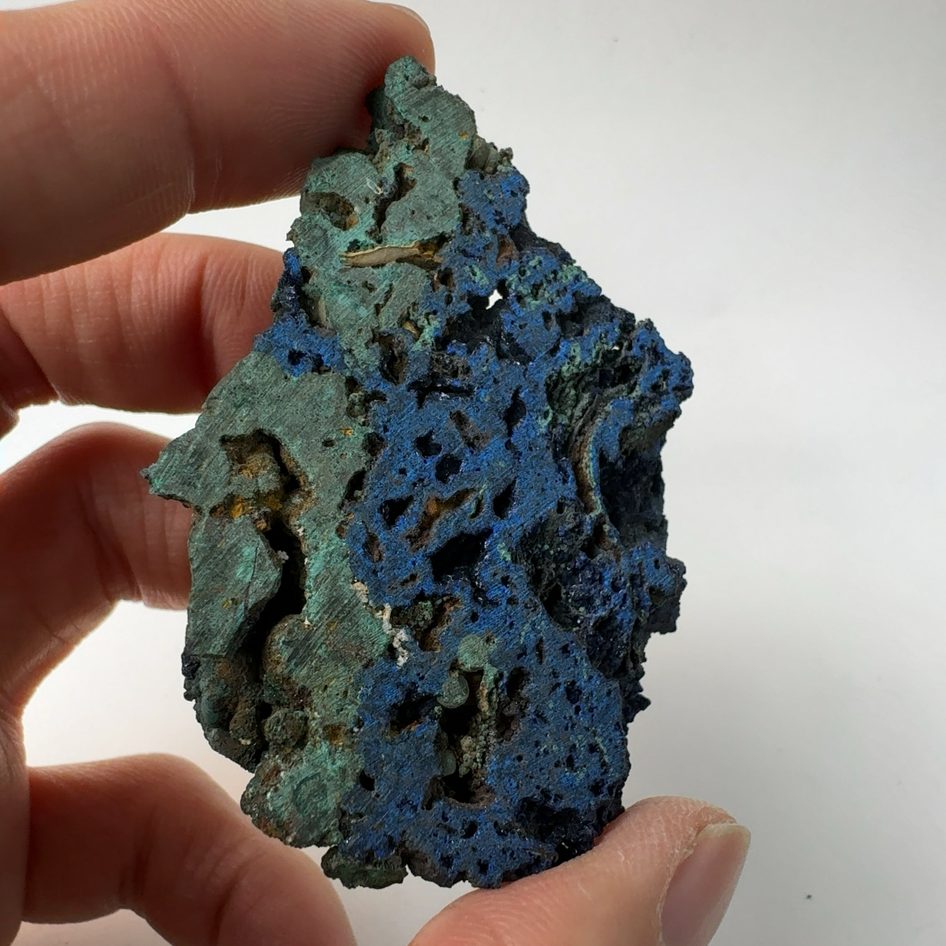 Eマラカイトを伴うアジュライト アジュライト 藍銅鉱 岩絵の具