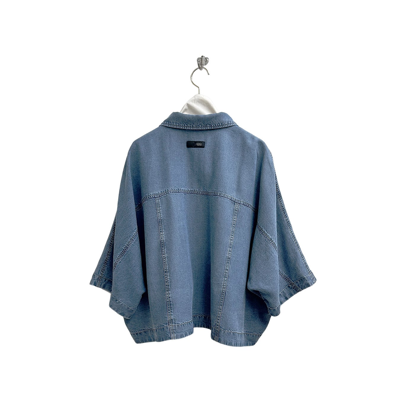 ayane アヤン【美品】ノーカラーテンセルデニムシャツ　ネイビー ayane】 ご予約 テンセルデニムノーカラーシャツ | select shop Liren