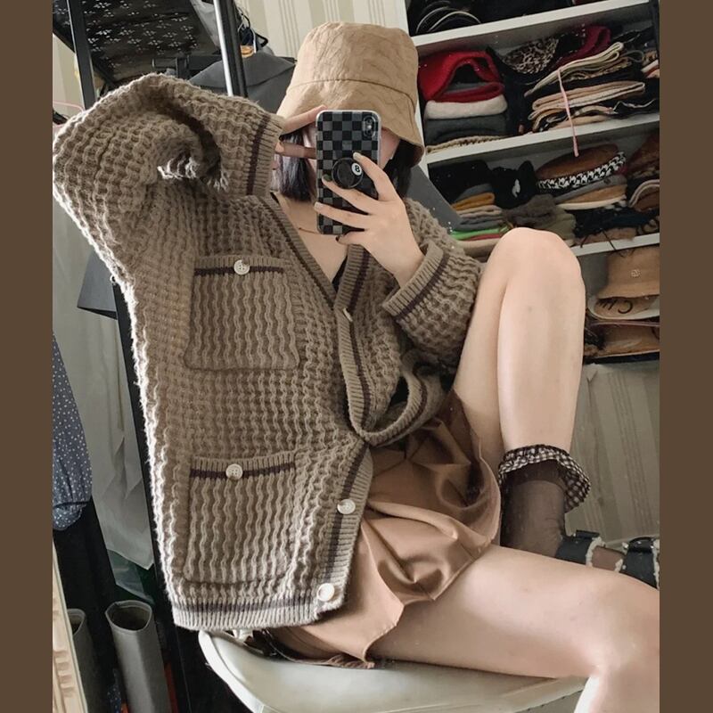 スタンダードルーズスタイルセーター コート スプリングオータムトップス レトロ 春物 秋物 スーパーモール88684358443