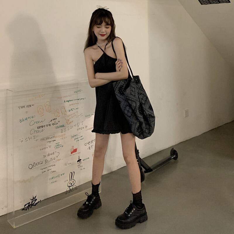 スタイルドレス サマールーズ薄手ブラックスカート 大人ガーリー スウィート キュート カジュアル 夏物 萌量不足7819615242