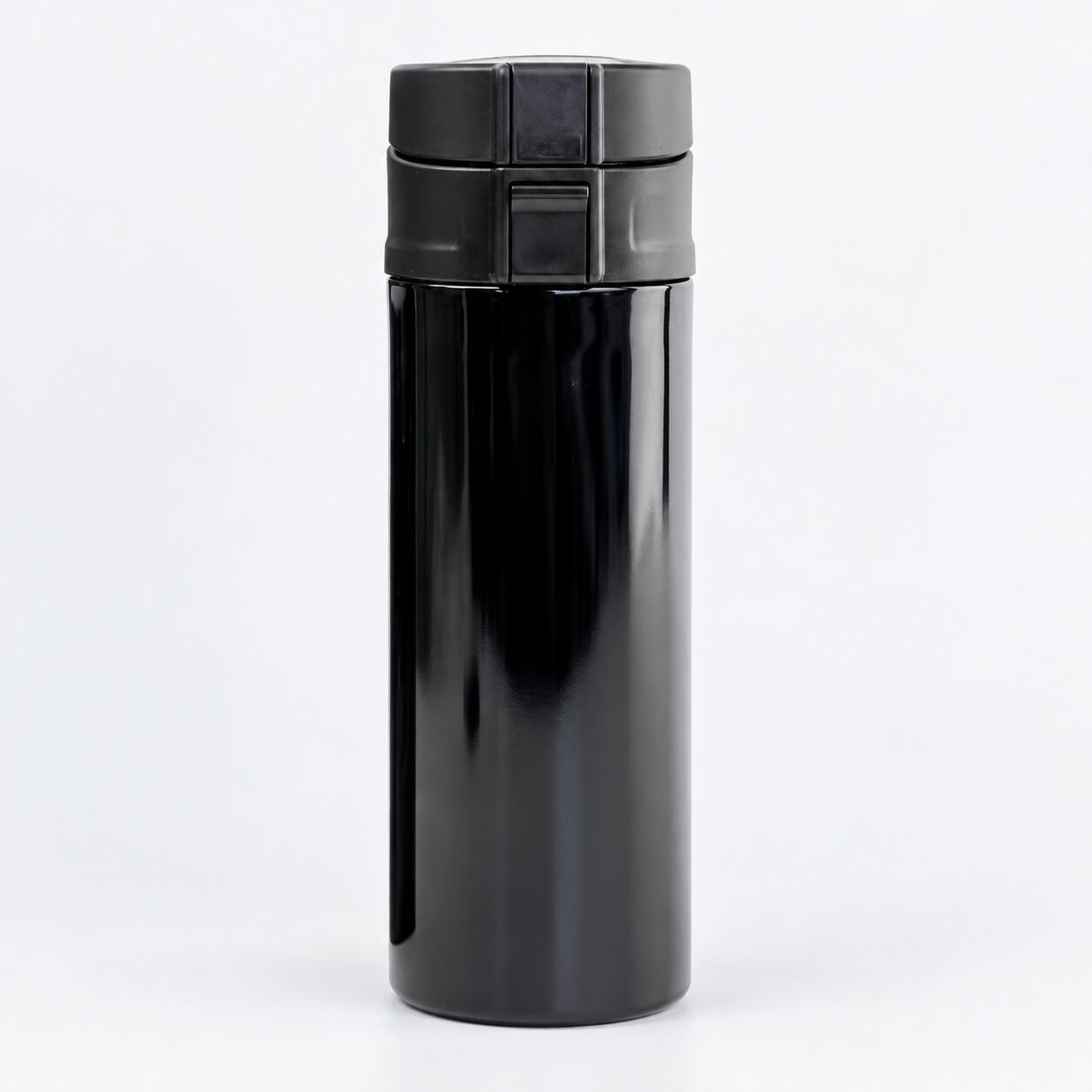 真空断熱 ステンレスボトル ブラック 350ml ワンタッチ 安全ロック付き 保温6時間 保冷6時間 広口