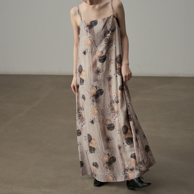 print camisole long onepiece　k-0251