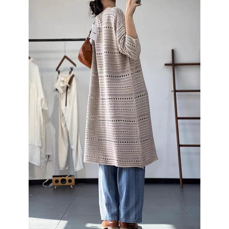 透かし編みスリットニットワンピ（3色）10375 | さらり＊ふわり